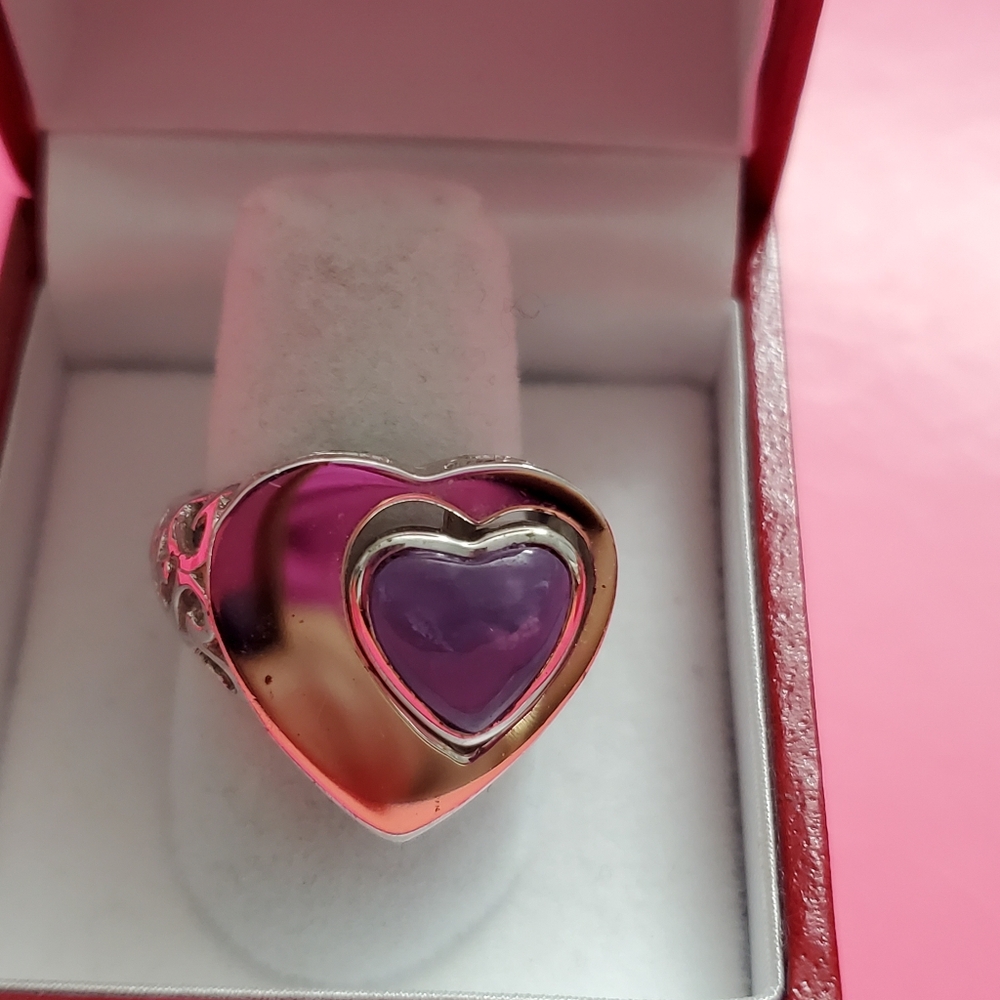 Sterling Silver 925 Heart Gemstone Ring - Picture 6 of 9